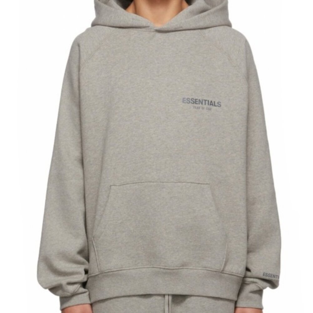 Fear of God Essentials Core Collection Pullover Hoodie Dark Heather Oatm…